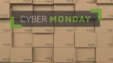 Animation-Von-Cyber-Monday-Text-über-Kartons