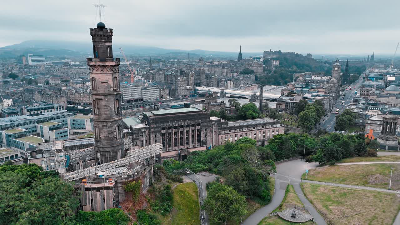 Edinburgh Cityscape with Calton Hill and Edinburgh Castle