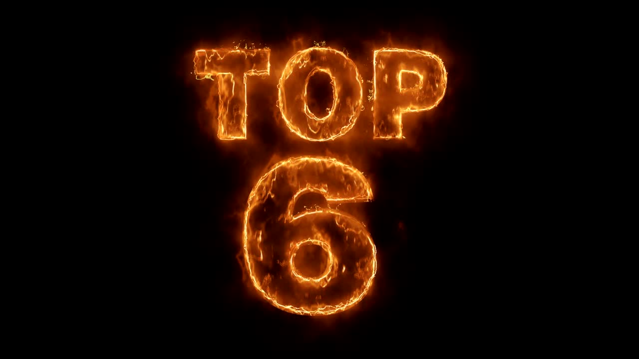 las 6 mejores palabras de animación caliente que quema el bucle de llamas de fuego realista.