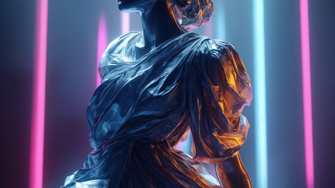 Metal skulptur i neonlys