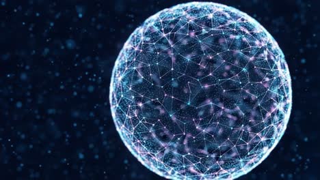 a mesmerizing digital sphere composed of intricate networks of light, illustrating connectivity and complexity in a vibrant, cosmic ambiance