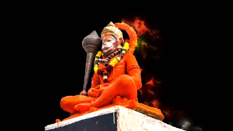 hindu god hanuman magically praying.