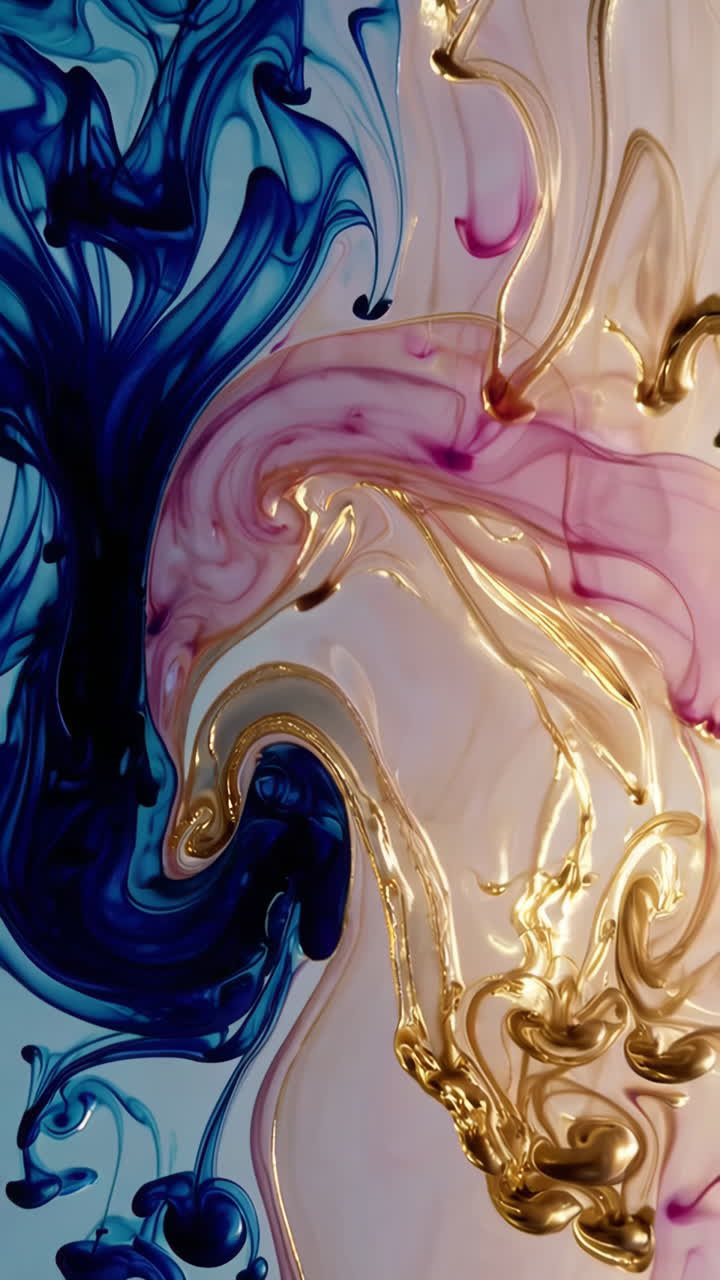 Abstract Fluid Art with Swirling Colors | Premium Stock Video Footage