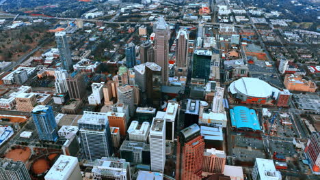panorama of charlotte, north carolina, usa from aerial view. modern american city with skyscrapers in downtown