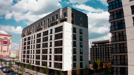 modern apartment buildings under construction