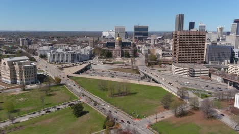 4k-aerial-of-downtown-Atlanta,-Georgia