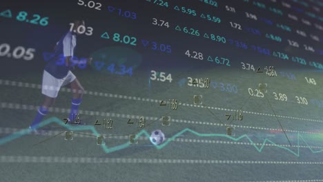 animación del procesamiento de datos financieros sobre el jugador de fútbol americano africano