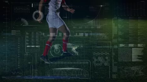 Animation-Der-Finanzdatenverarbeitung-über-Einen-Kaukasischen-Fußballspieler-Mit-Fußball