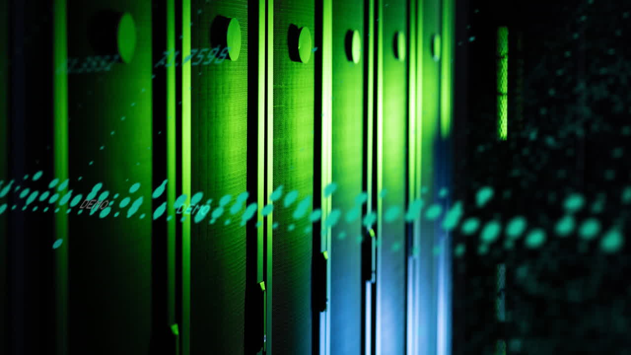 Animation of data processing against computer server room