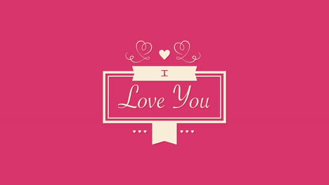 i love you in frame with hearts on pink gradient