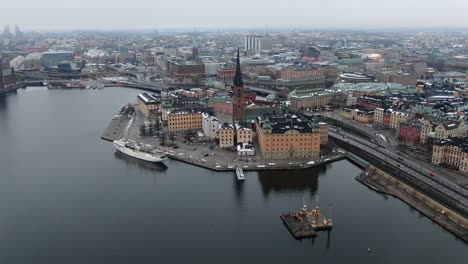 Drone-view-in-Stockholm,-Sweden