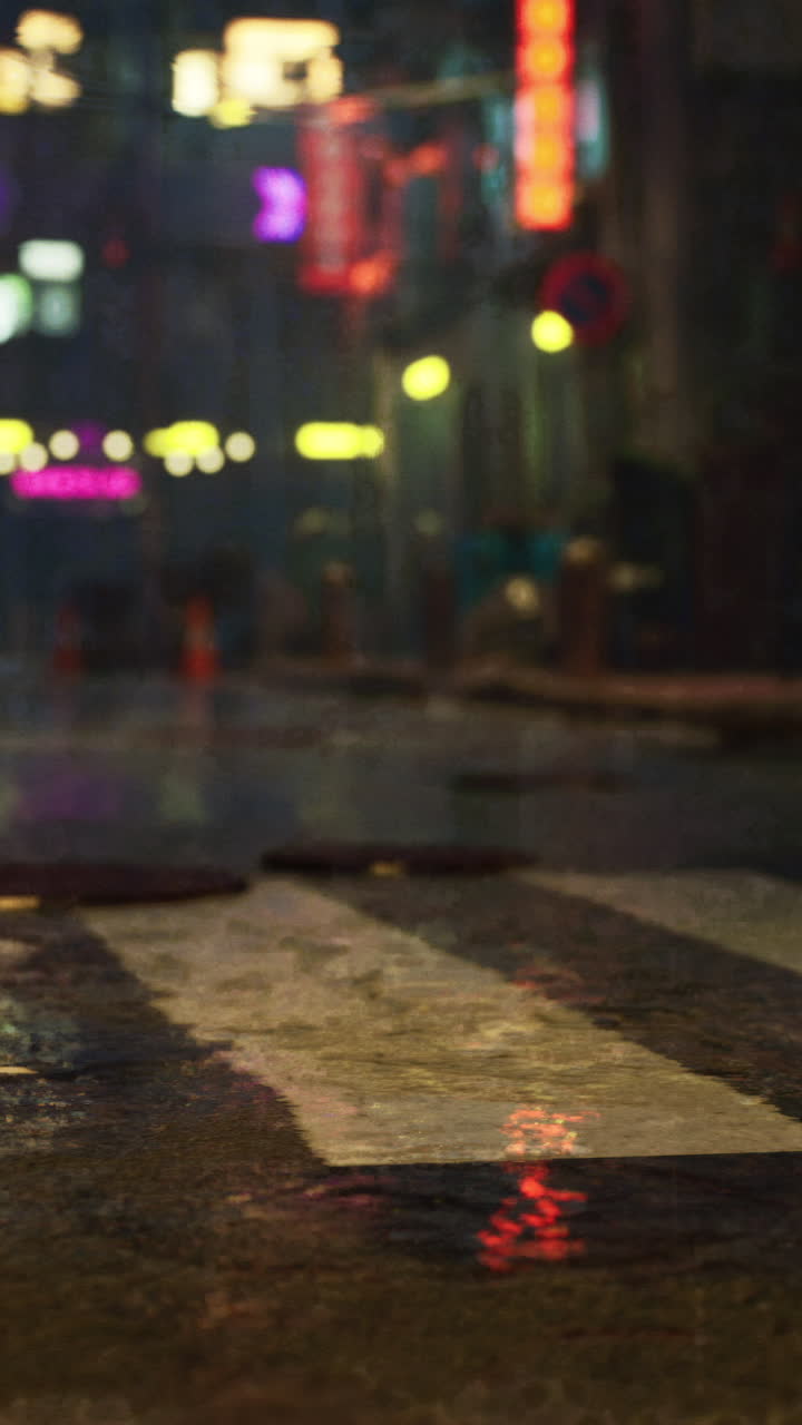 도시의 비가 오는 밤