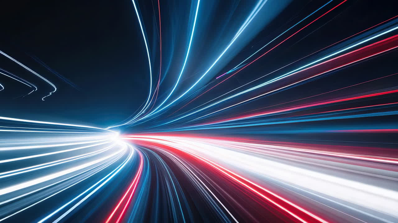 Abstract Light Trails Representing Speed and Technology