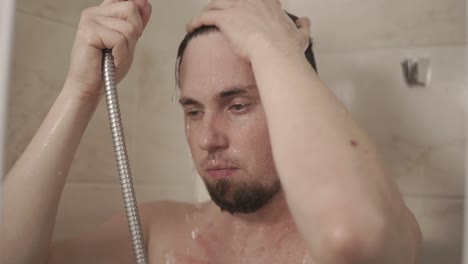 man taking a shower