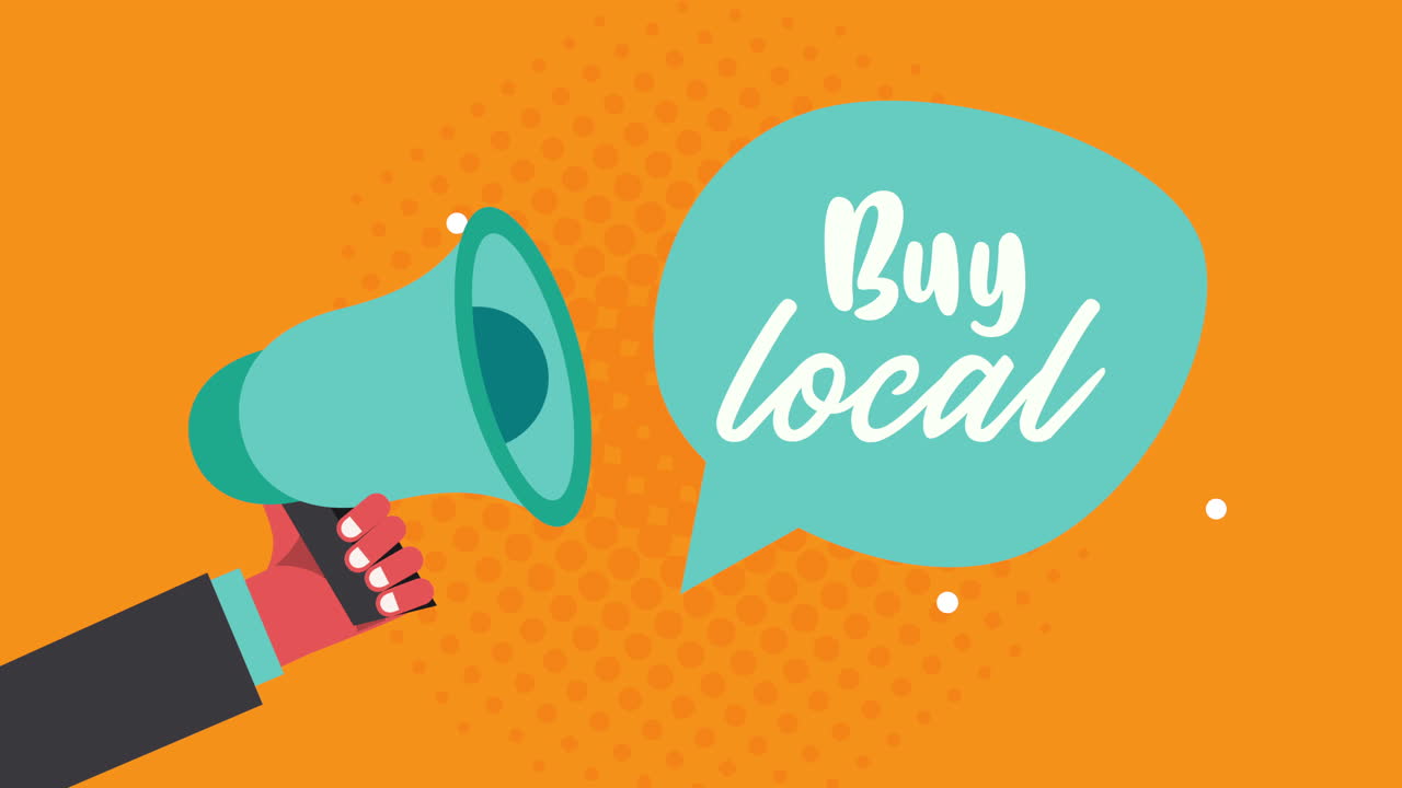 메가폰으로 음성 버블에서 지역 비즈니스 글자를 구입