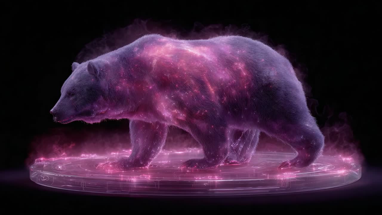 A Mystical Cosmic Bear: A Stunning Visual Representation of a Bear Embodying the Cosmos with Vibrant Galactic Colors Set Against a Dark Background