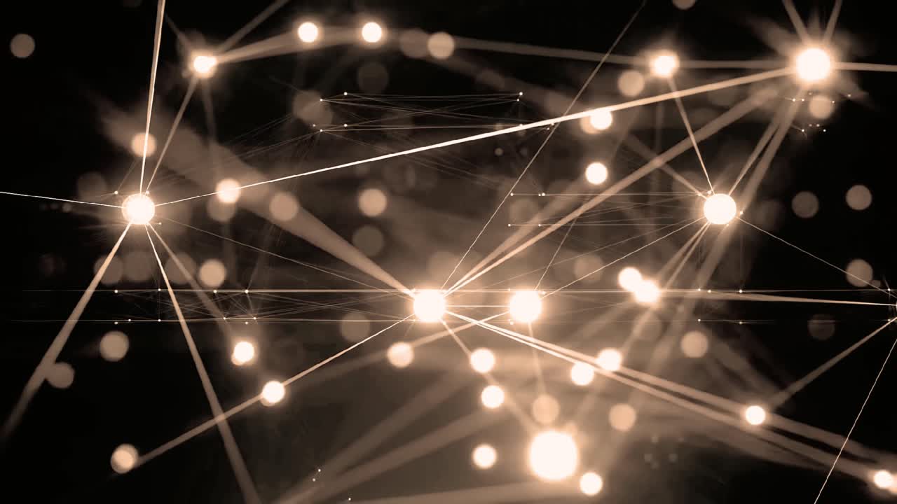 Rete Digitale Animata con Connessioni Luminose e Brillanti
