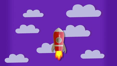 movimiento de animación, nave espacial volando en el cielo. segundos 2-8 puede cortar para el bucle