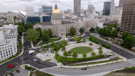 georgia state capitol building in atlanta, georgia with drone video stable close up