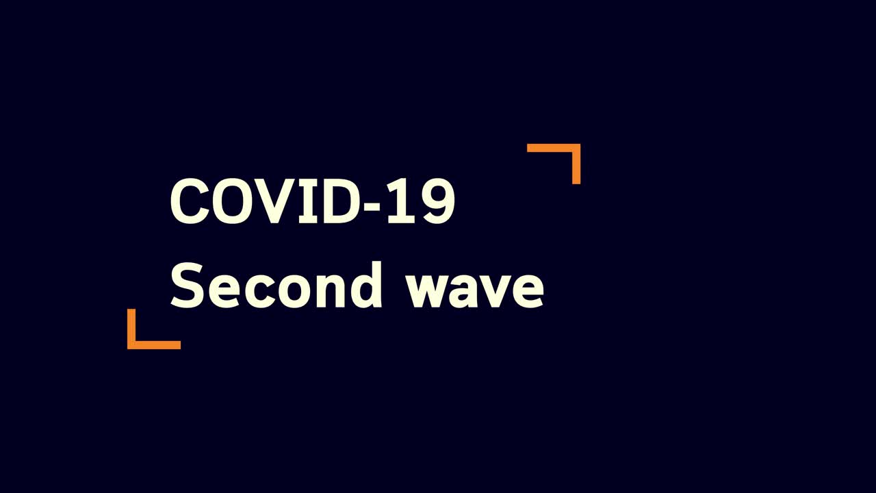 Motion text of COVID-19 Second wave with cover and dark blue background