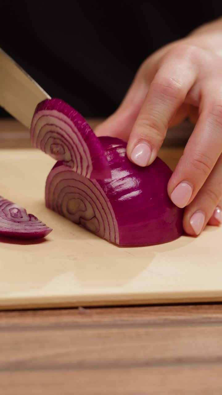 Cutting a red onion