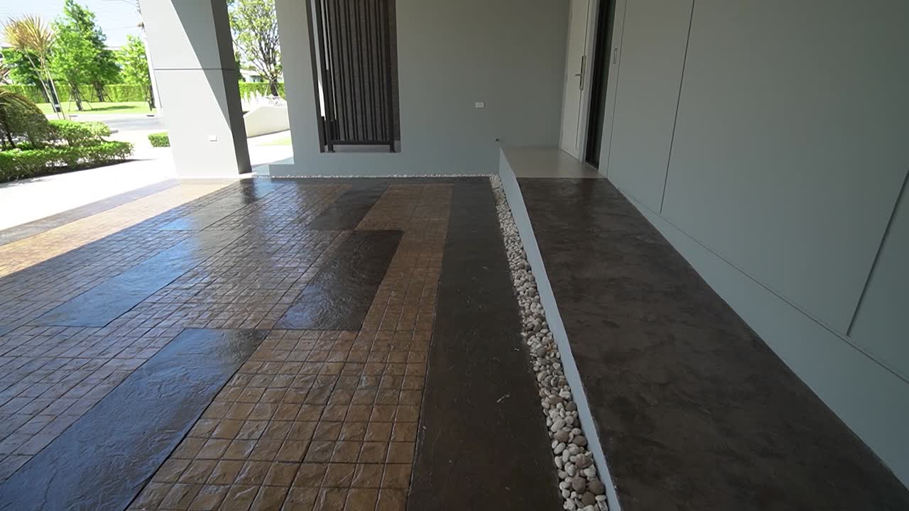 diseño de baldosas de piedra de entrada a la casa, sin personas, primer plano-1