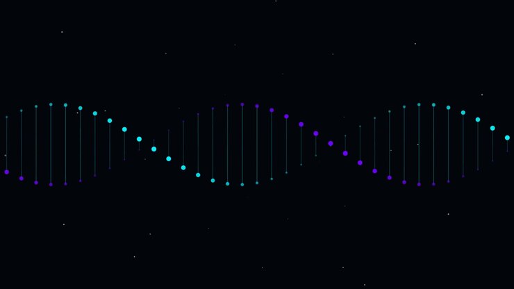 Rotating DNA Double Helix Structure on Dark Background