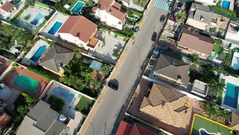 upper-class residential neighborhood with many swimming pools in madrid