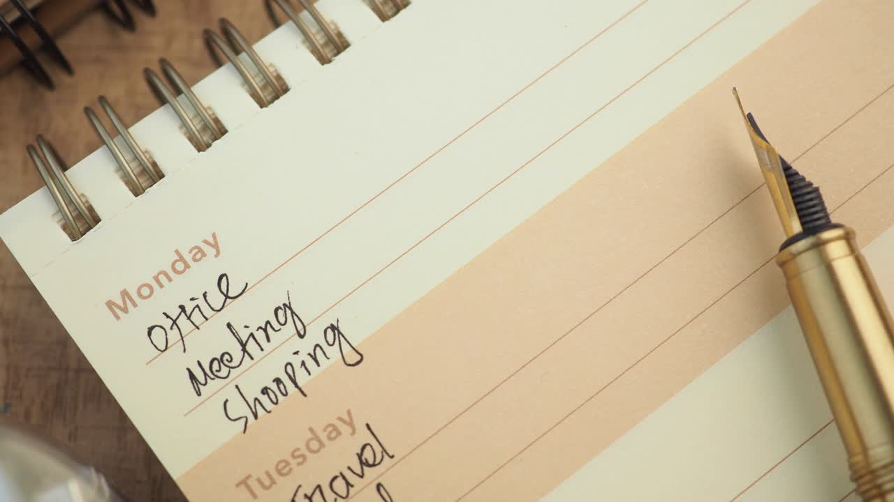 Notebook with appointments