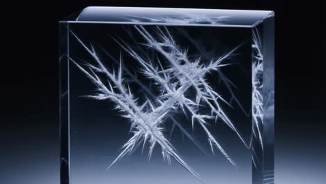 ice crystal formation inside a transparent block