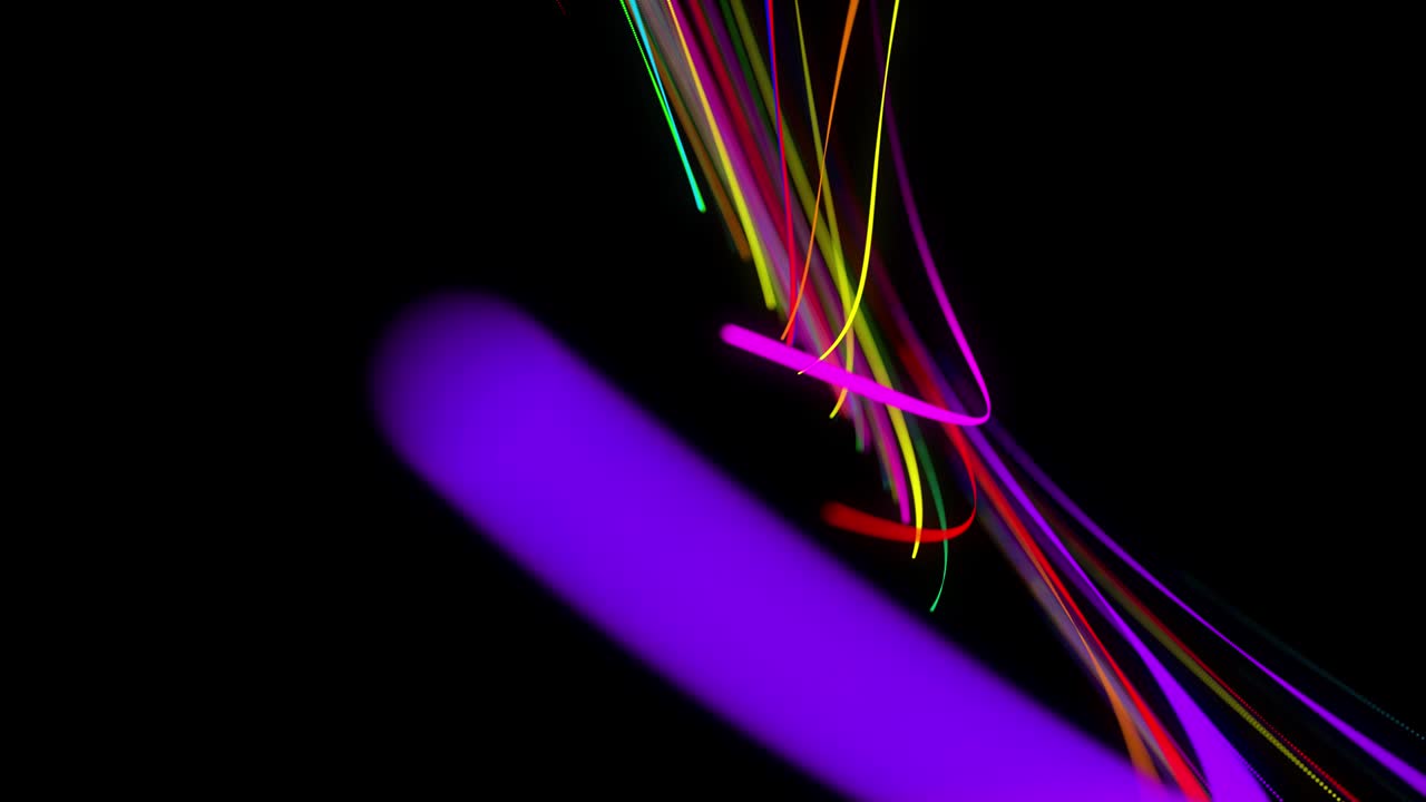 estilo creativo fondo abstracto en 4k. líneas de color girando en espiral volar a lo largo de la ruta giratoria. diseño de movimiento bg de partículas que dan forma a líneas, hélice y estructuras abstractas. render 3d