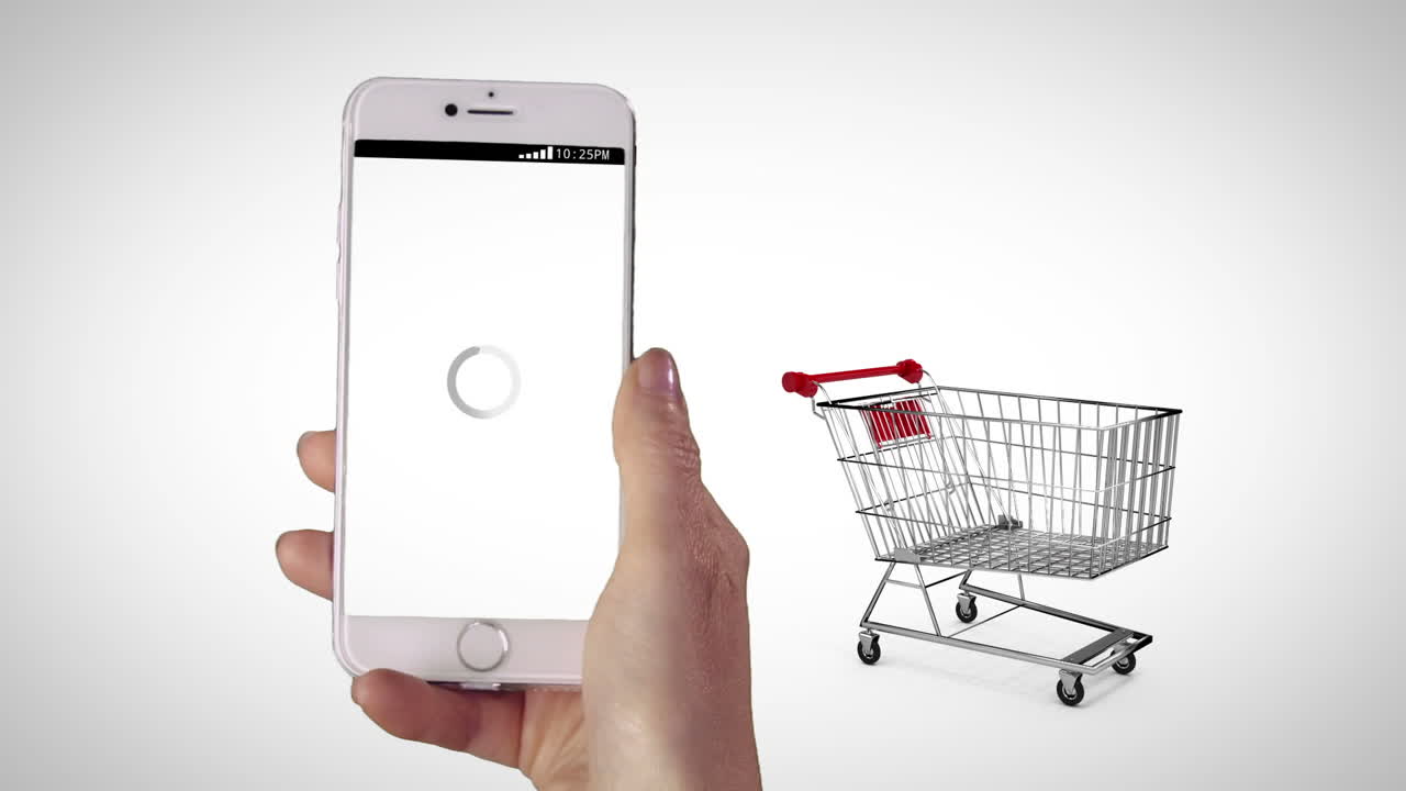 여성이 드폰으로 온라인에서 쇼핑을 합니다.