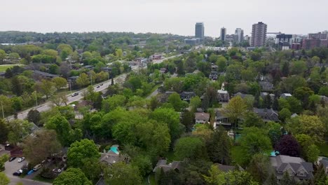 aerial view of downtown mississauga overlooking lake ontario