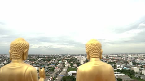 looking at bangkok at the top of chinees temple