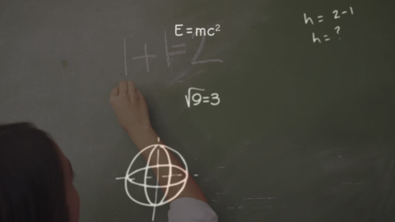 animación de una ecuación escrita por un alumno en la pizarra