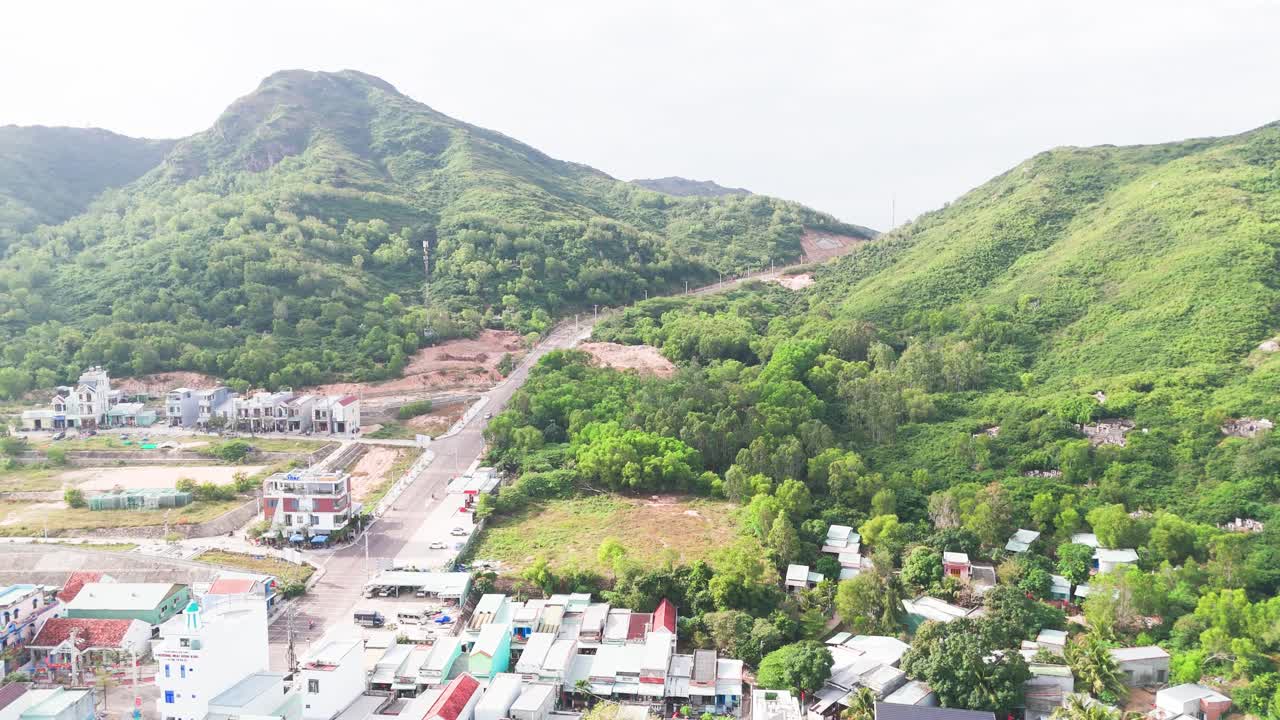 Aerial View of the road to Quy Nhon in the afternoon.