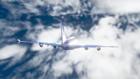 Animación-Del-Avión-Digital-Sobre-El-Cielo-Con-Nubes