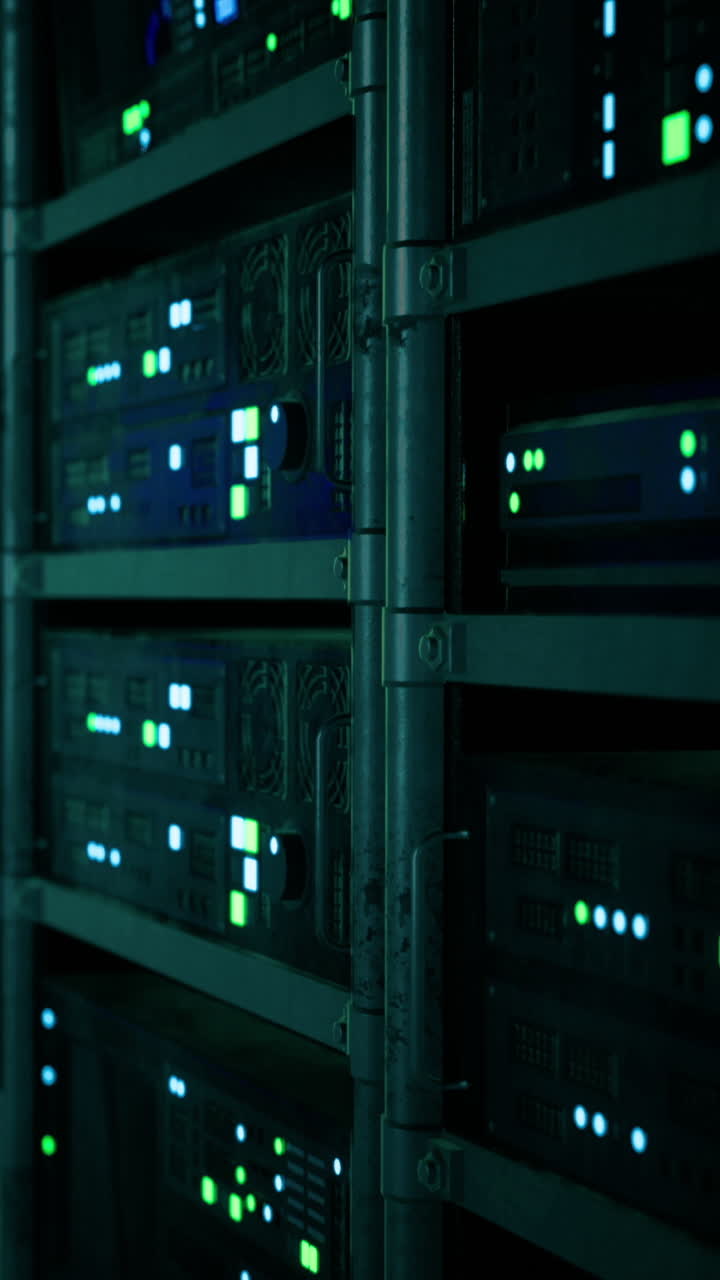 Elevating digital realms within a vibrant server room amidst glowing lights