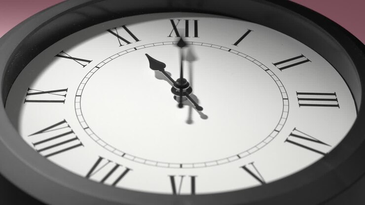 Latin Clock Face on Rosy Rose Pink Wall in Time Lapse