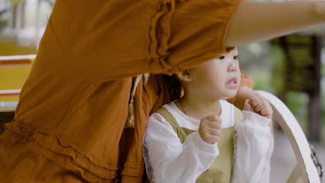 mother and child in a train