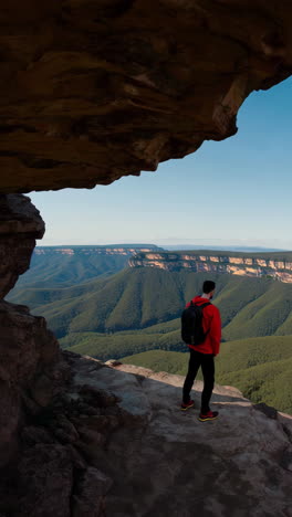 un excursionista en la cima de una montaña