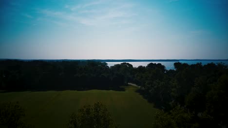 drone shot coming up from treeline to the ocean 4k