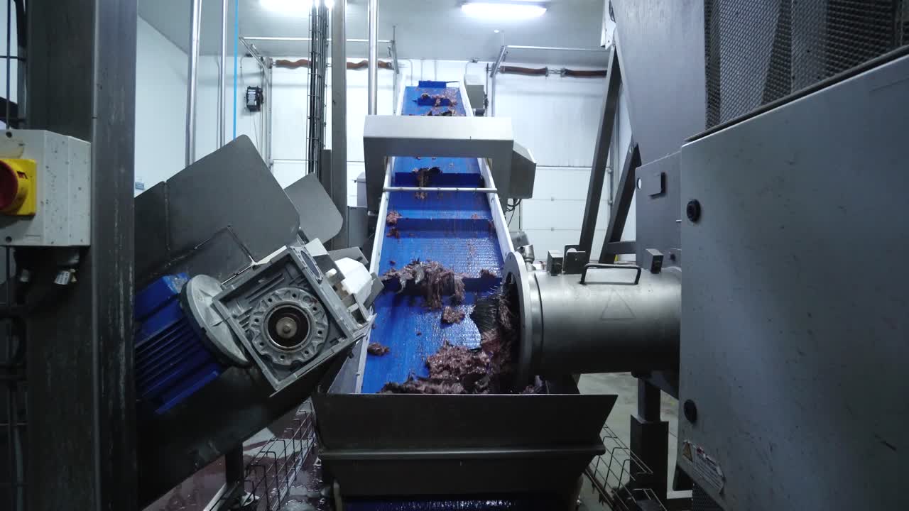 industria pesquera: un selector automatizado de filetes de pescado, separa y mueve las partes de mariscos