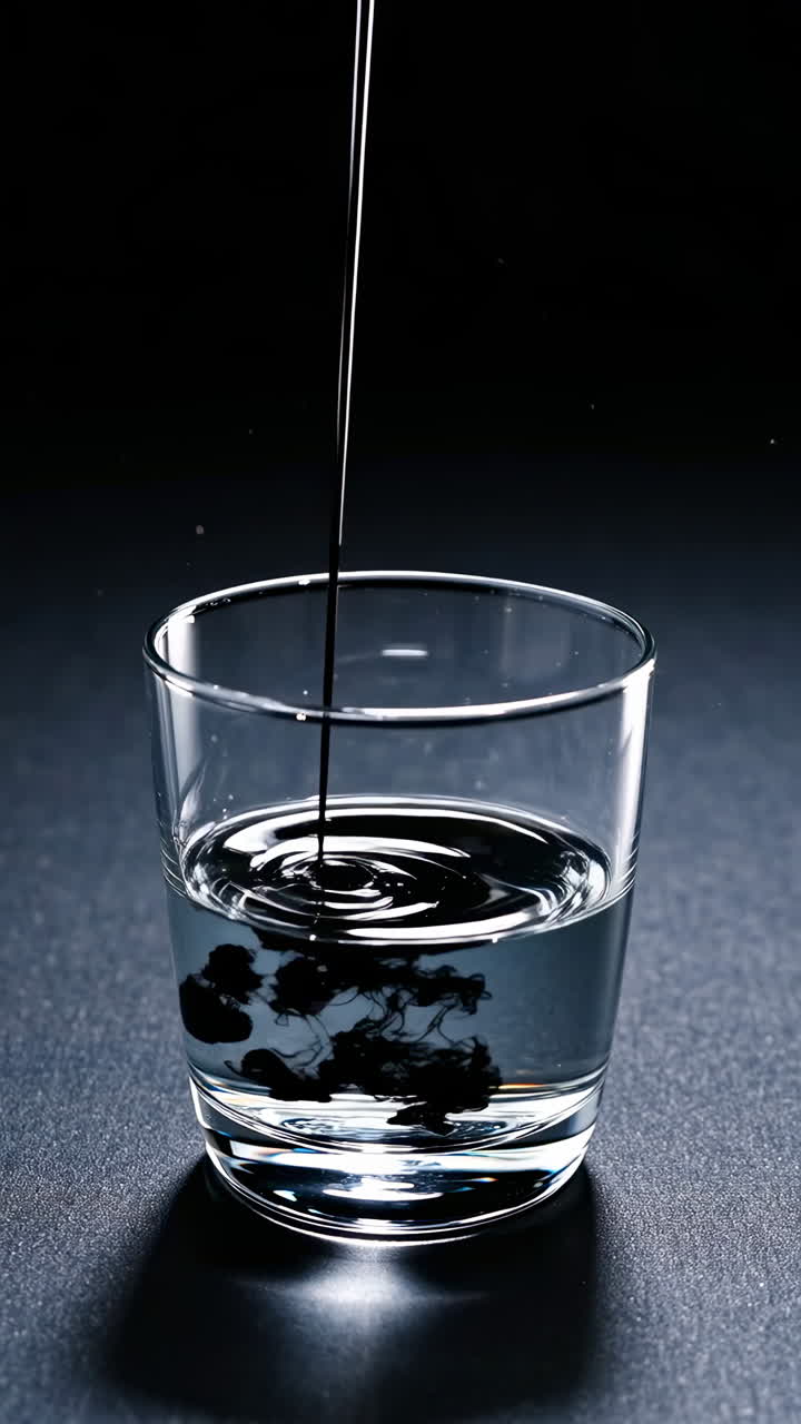 Mực đổ vào cốc nước