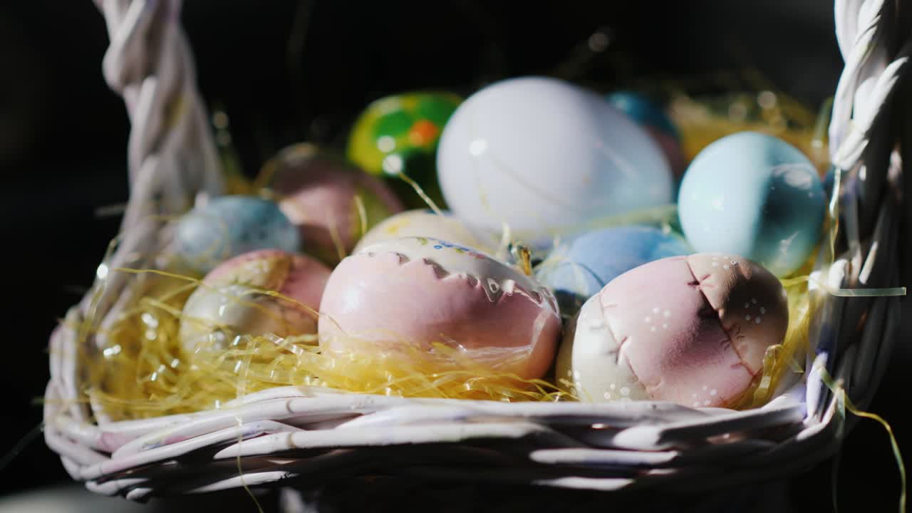 Cool easter eggs in a basket. Easter meeting