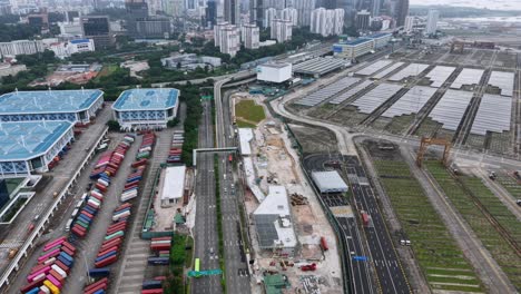 4k drone footage of singapore keppel psa port greater southern waterfront
