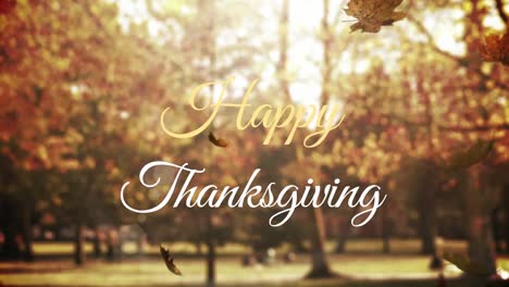 Animation-of-happy-thanksgiving-text-over-park