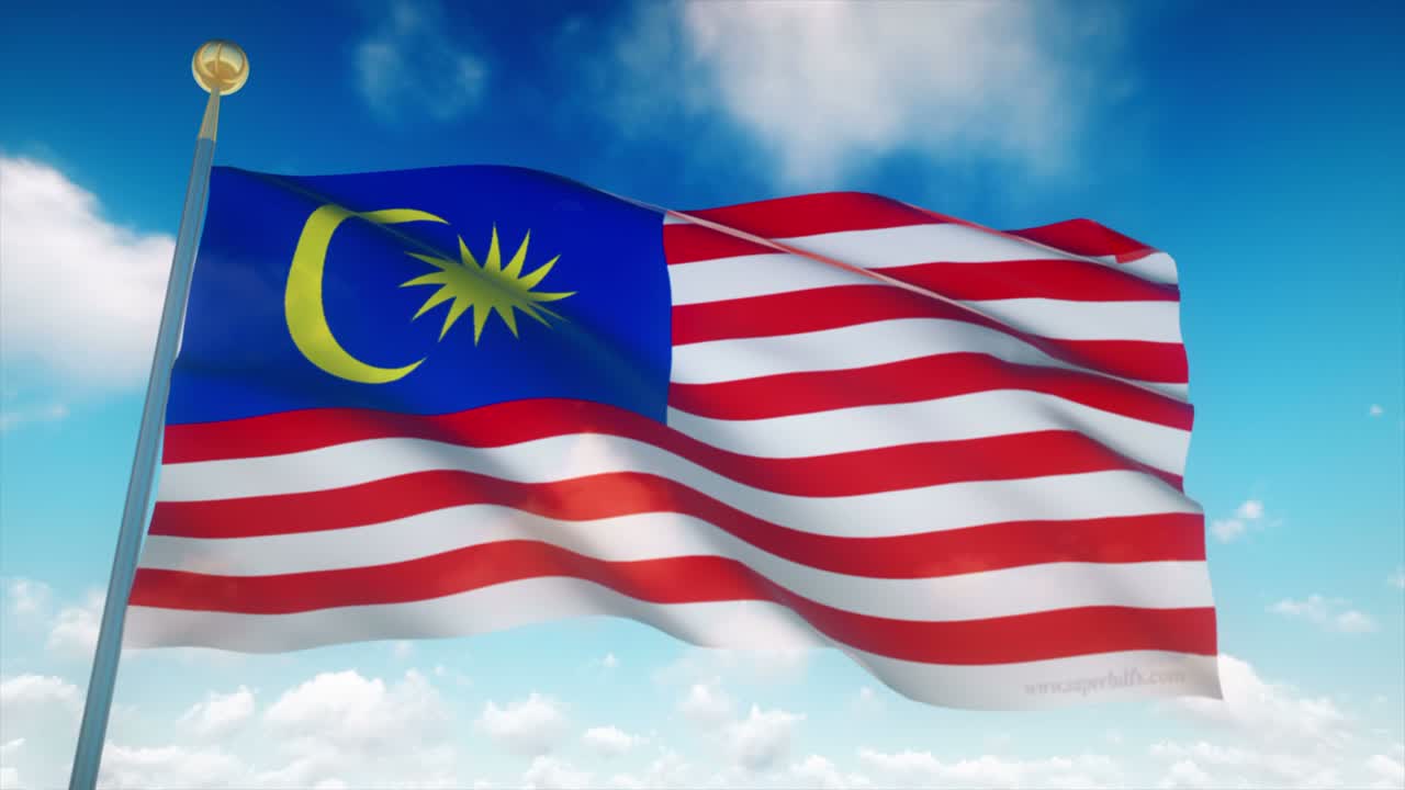 Bandiera della Malesia 4K altamente dettagliata e ripetibile in loop