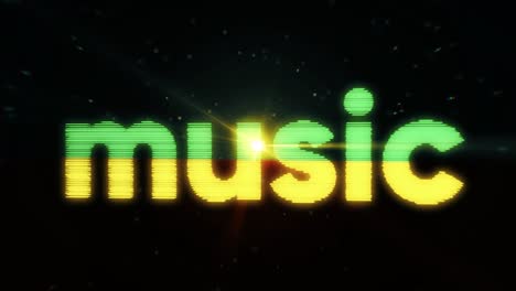 glowing retro music text