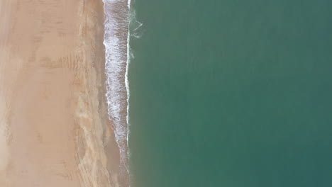 Atlantic-ocean-aerial-top-shot-over-a-sandy-beach-Biarritz